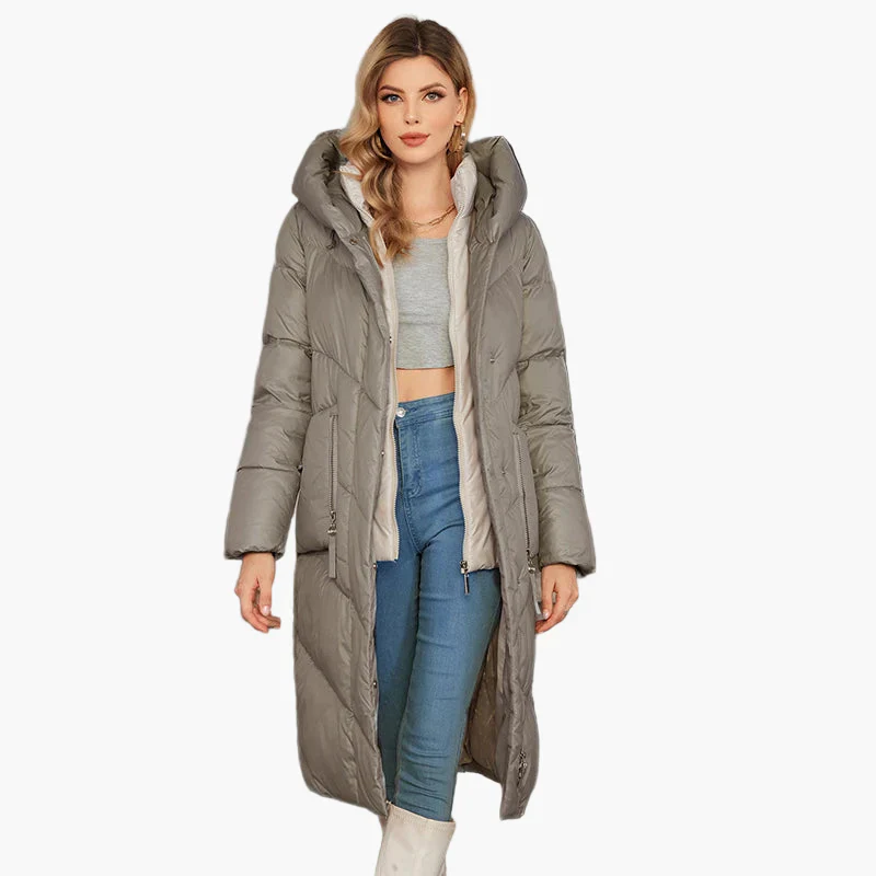 Manteau doudoune long femme style urbain élégant hiver - Image 7