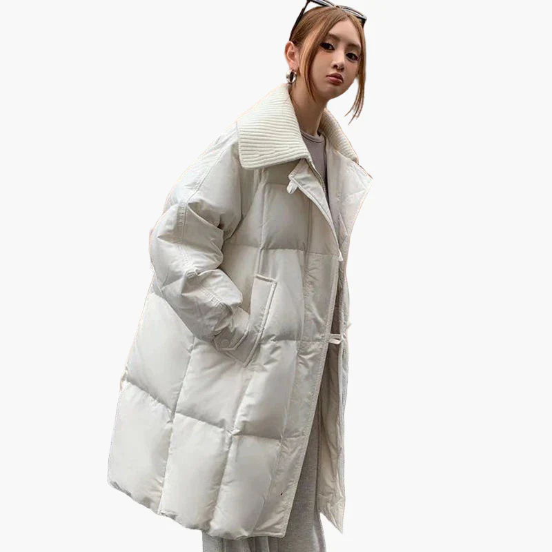 Manteau Doudoune Longue Femme Style Décontracté Urbain Hiver Chaud - Image 2