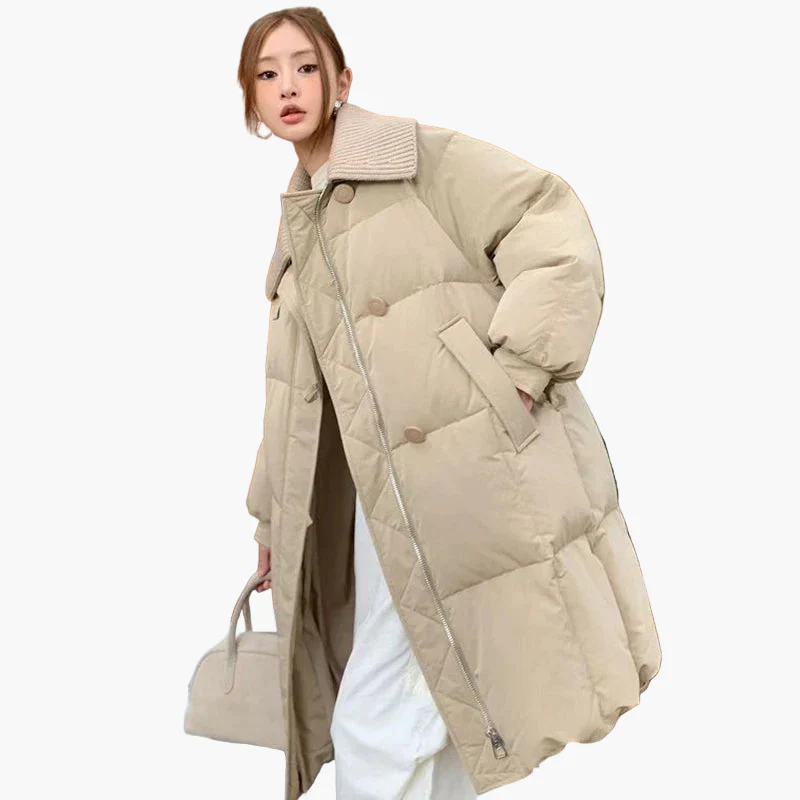 Manteau Doudoune Longue Femme Style Décontracté Urbain Hiver Chaud - Image 3