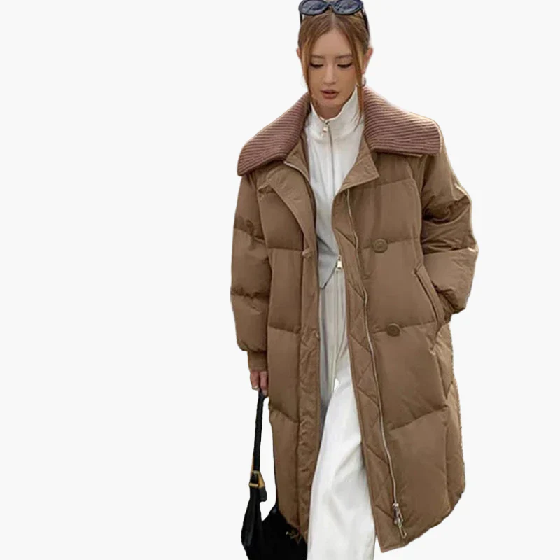 Manteau Doudoune Longue Femme Style Décontracté Urbain Hiver Chaud - Image 4
