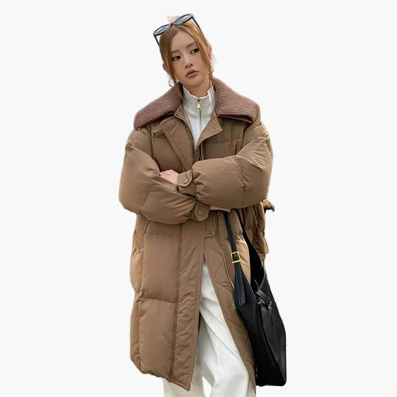 Manteau Doudoune Longue Femme Style Décontracté Urbain Hiver Chaud - Image 5