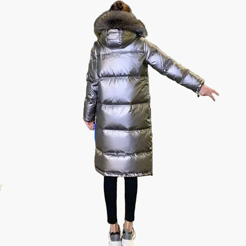 Manteau doudoune longue femme style urbain chic avec capuche à fourrure – Idéal pour l'hiver - Image 3