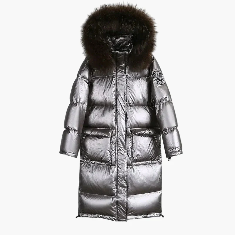 Manteau doudoune longue femme style urbain chic avec capuche à fourrure – Idéal pour l'hiver - Image 6