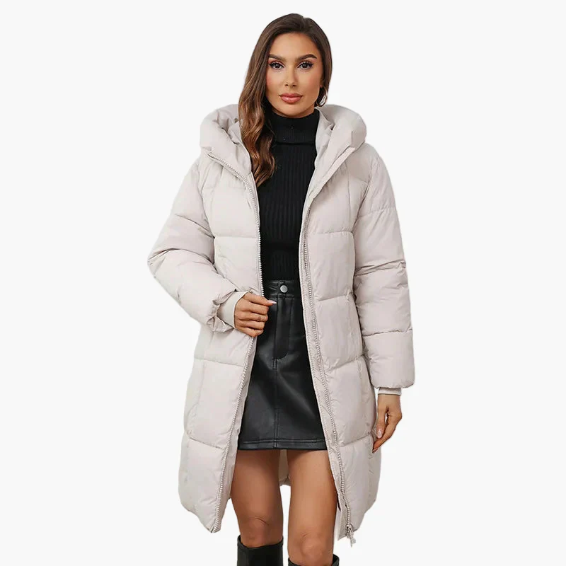 Manteau Doudoune Longue Femme Style Urbain Hiver Élégant à Capuche - Image 4