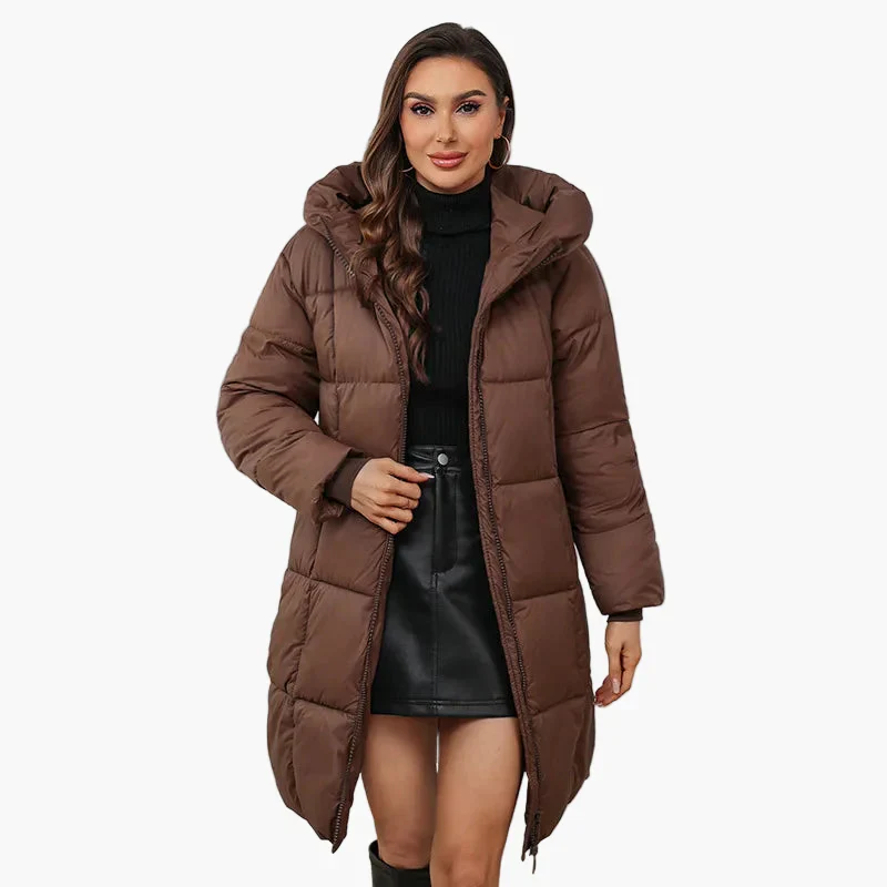 Manteau Doudoune Longue Femme Style Urbain Hiver Élégant à Capuche - Image 6