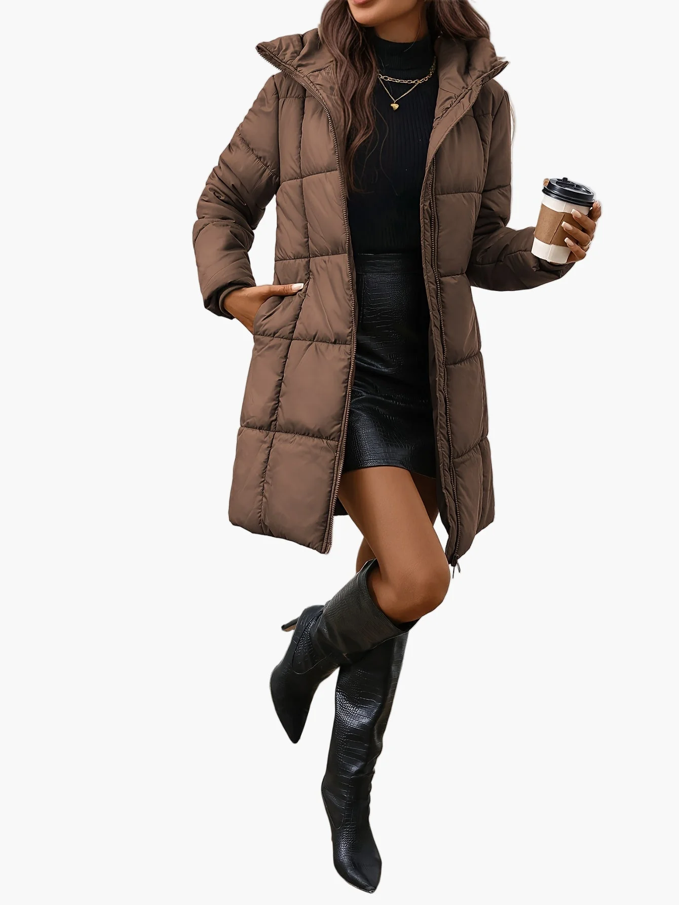 Manteau doudoune mi-longue femme style urbain pour l'hiver - Image 4