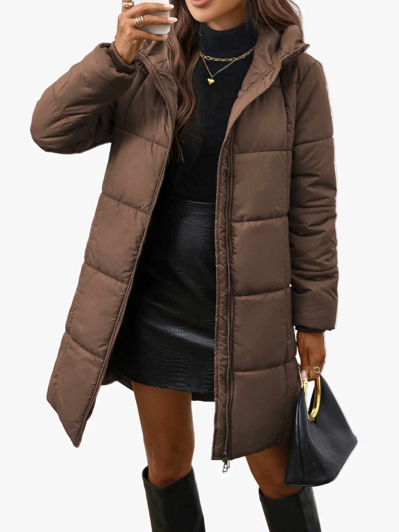 Manteau doudoune mi-longue femme style urbain pour l'hiver - Image 5