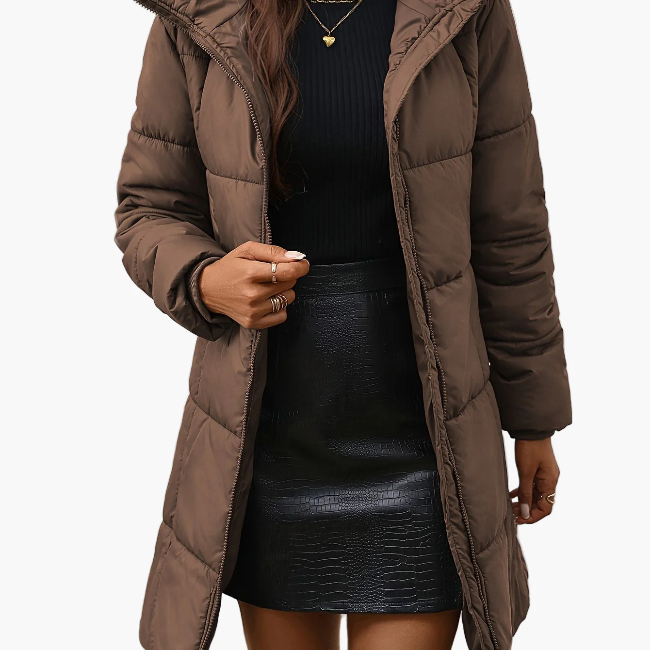 Manteau doudoune mi-longue femme style urbain pour l'hiver - Image 7