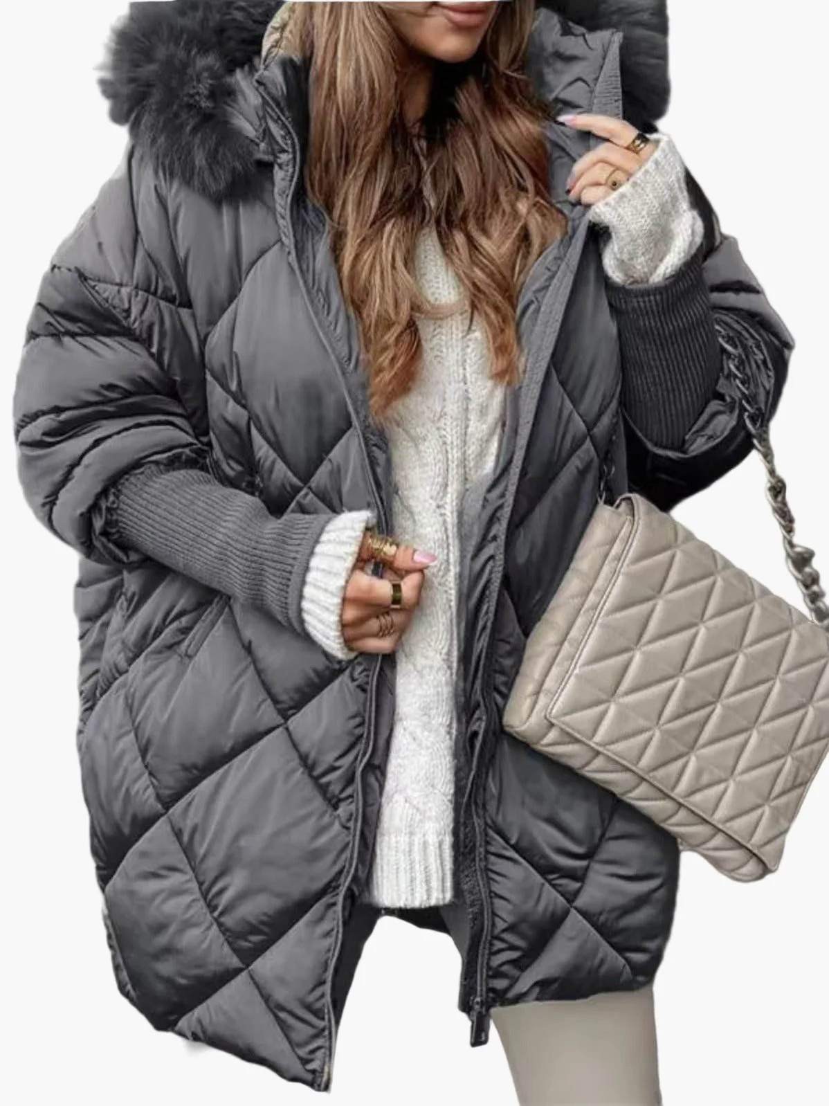 Manteau doudoune oversize à capuche pour femme, style chic et décontracté, idéal pour l'hiver - Image 2
