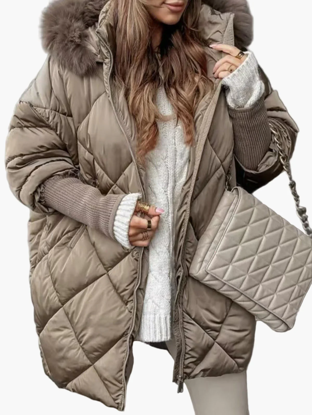 Manteau doudoune oversize à capuche pour femme, style chic et décontracté, idéal pour l'hiver - Image 4
