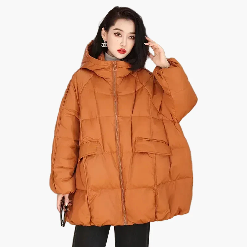 Manteau doudoune oversize à capuche pour femme, style urbain décontracté, idéal hiver - Image 3