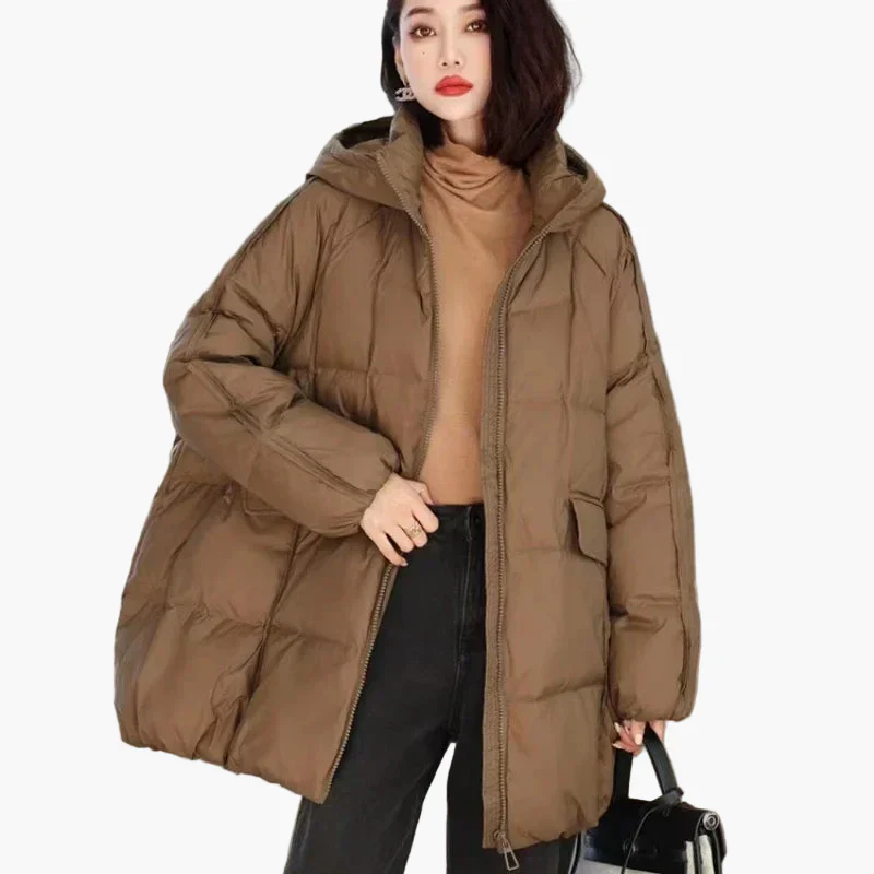 Manteau doudoune oversize à capuche pour femme, style urbain décontracté, idéal hiver - Image 4