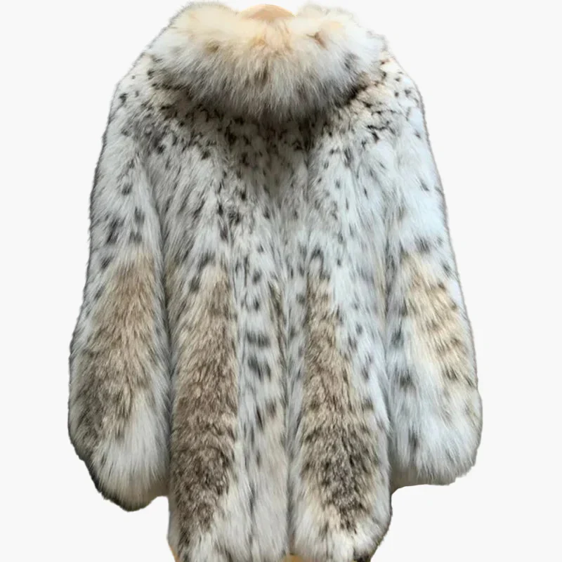 Manteau élégant style pelage à motifs tachetés pour femme – Luxe et chaleur pour l'hiver - Image 2