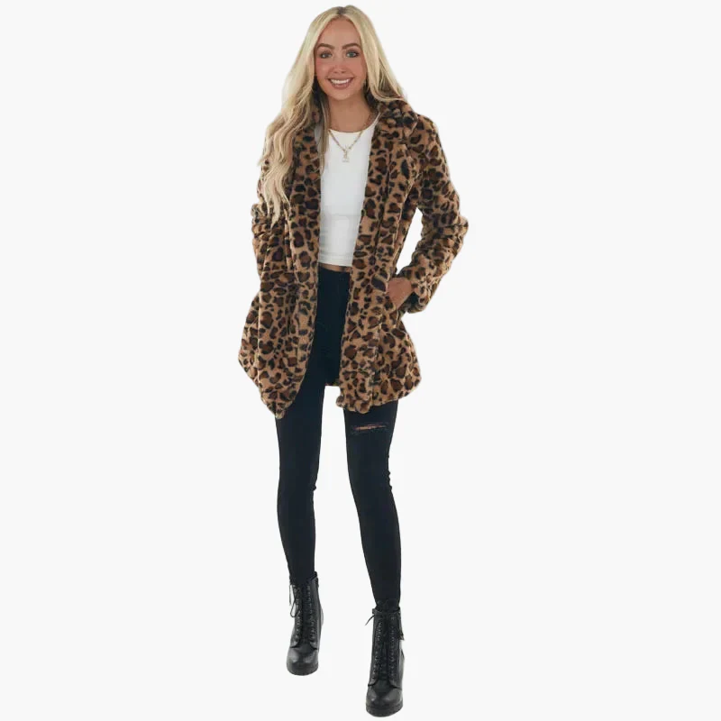 Manteau Femme Élégant à Imprimé Léopard Style Urbain – Idéal pour l’Automne et l’Hiver - Image 4