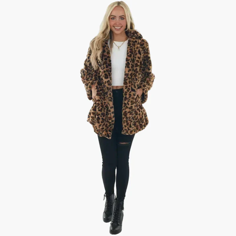 Manteau Femme Élégant à Imprimé Léopard Style Urbain – Idéal pour l’Automne et l’Hiver - Image 5
