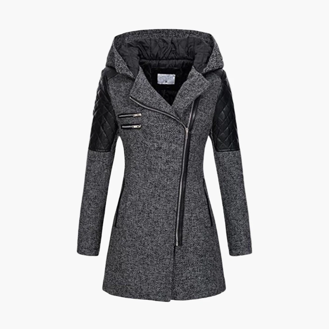 Manteau femme style tweed capuche, élégant et moderne pour l’hiver - Image 2