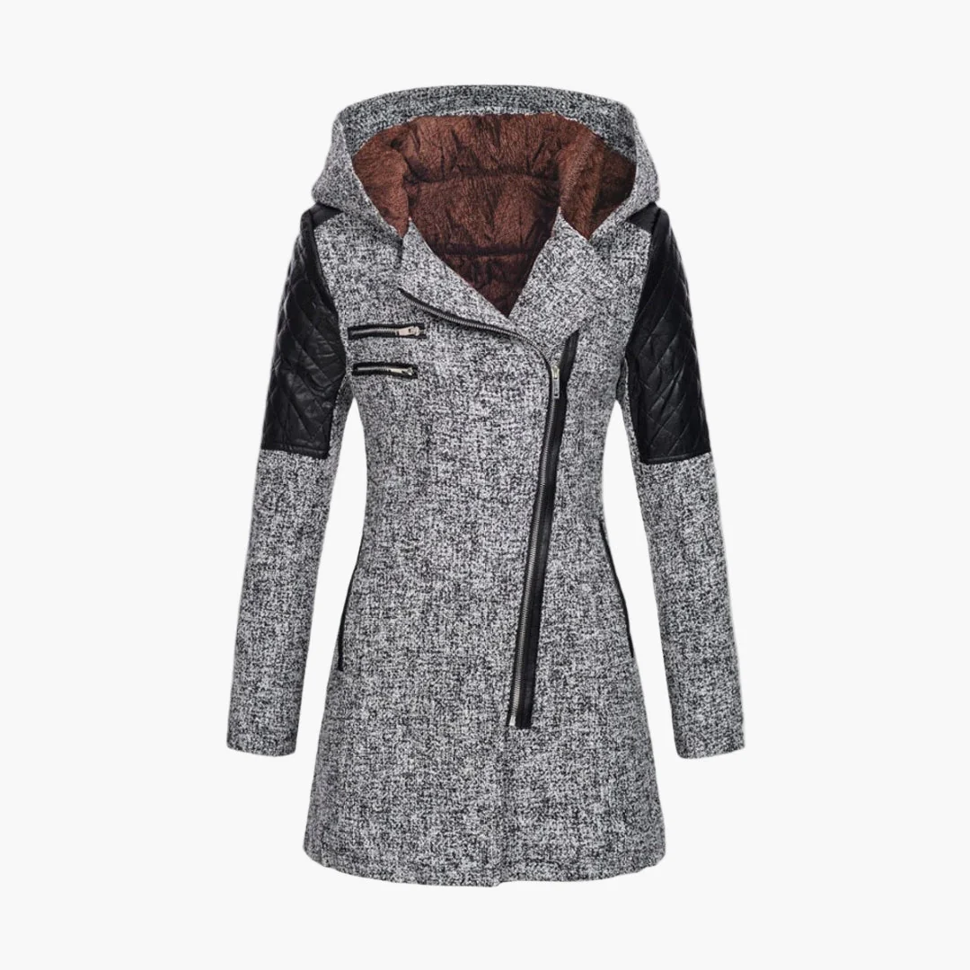 Manteau femme style tweed capuche, élégant et moderne pour l’hiver - Image 4