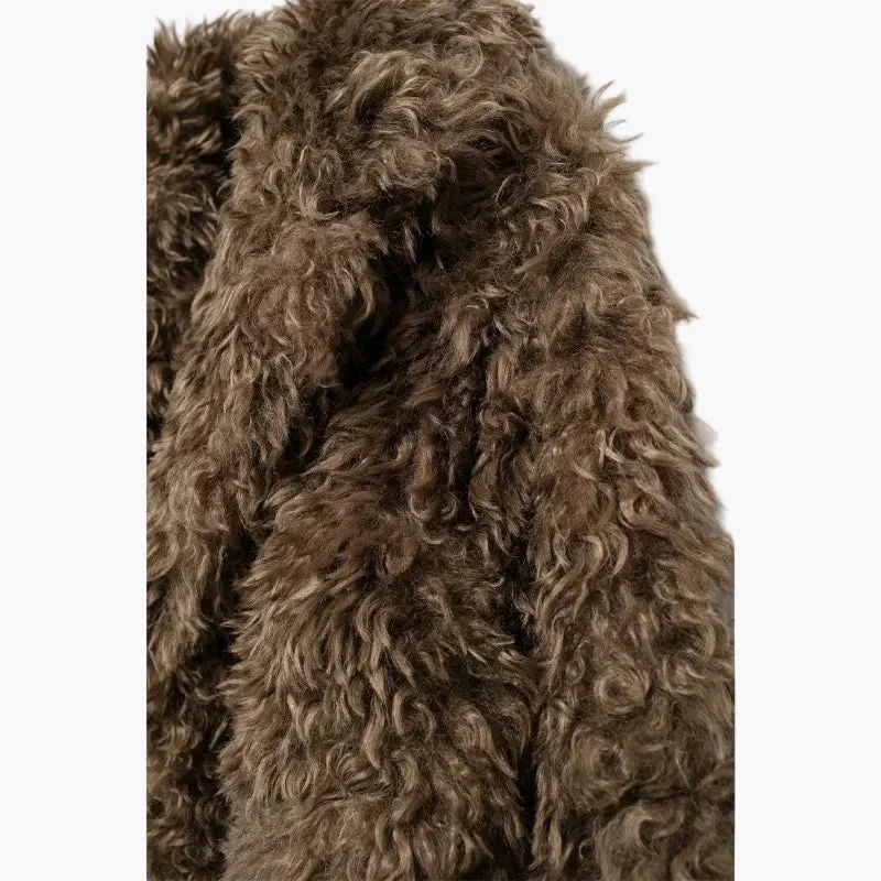 Manteau femme style vintage fausse fourrure aspect mouton tendance hiver - Image 6