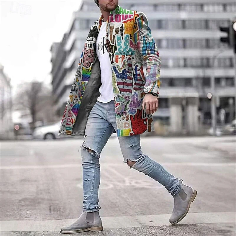Manteau graphique tendance pour homme – Style urbain moderne, idéal pour toutes occasions - Image 3