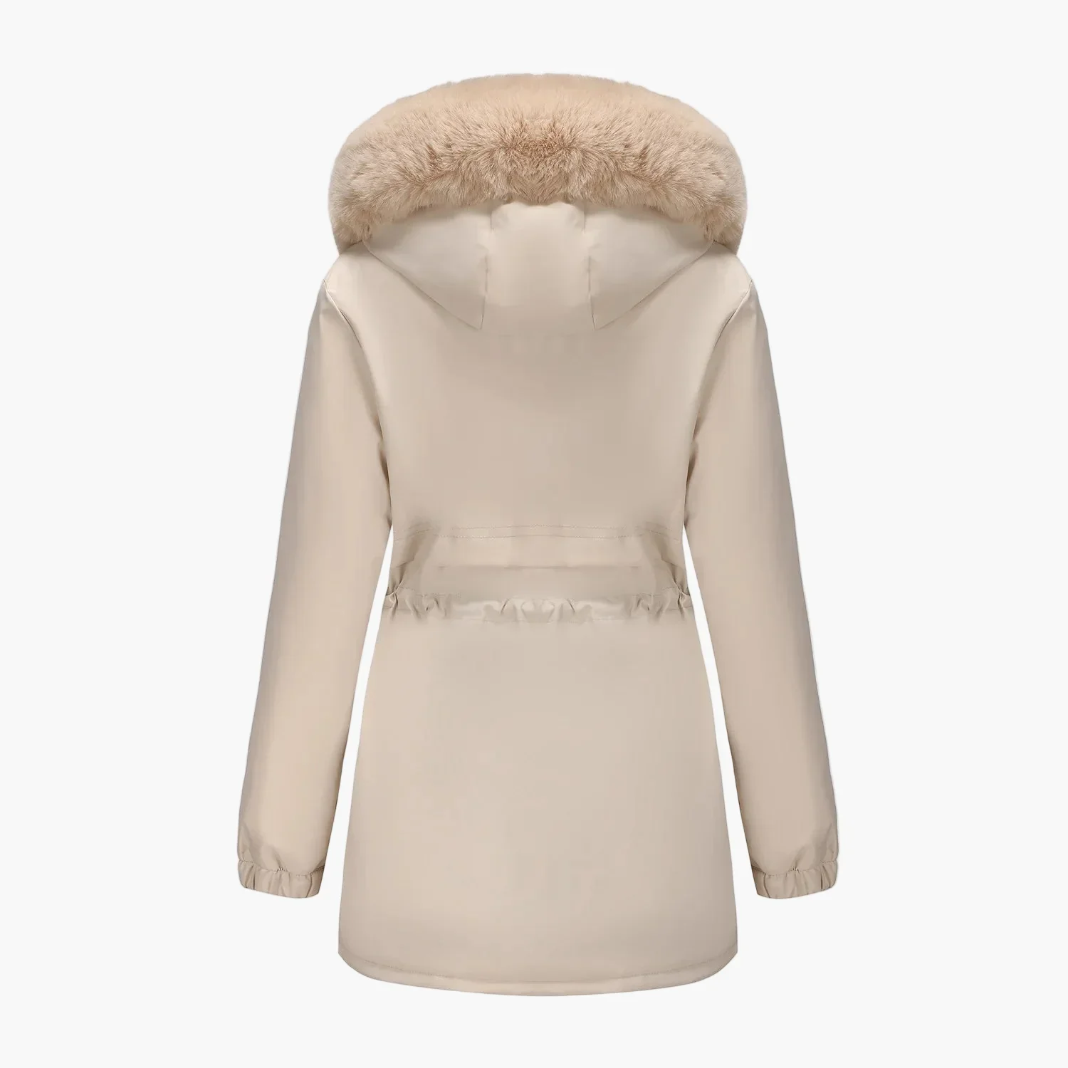 Manteau d'hiver à capuche pour femme, style élégant avec col en fausse fourrure - Image 3