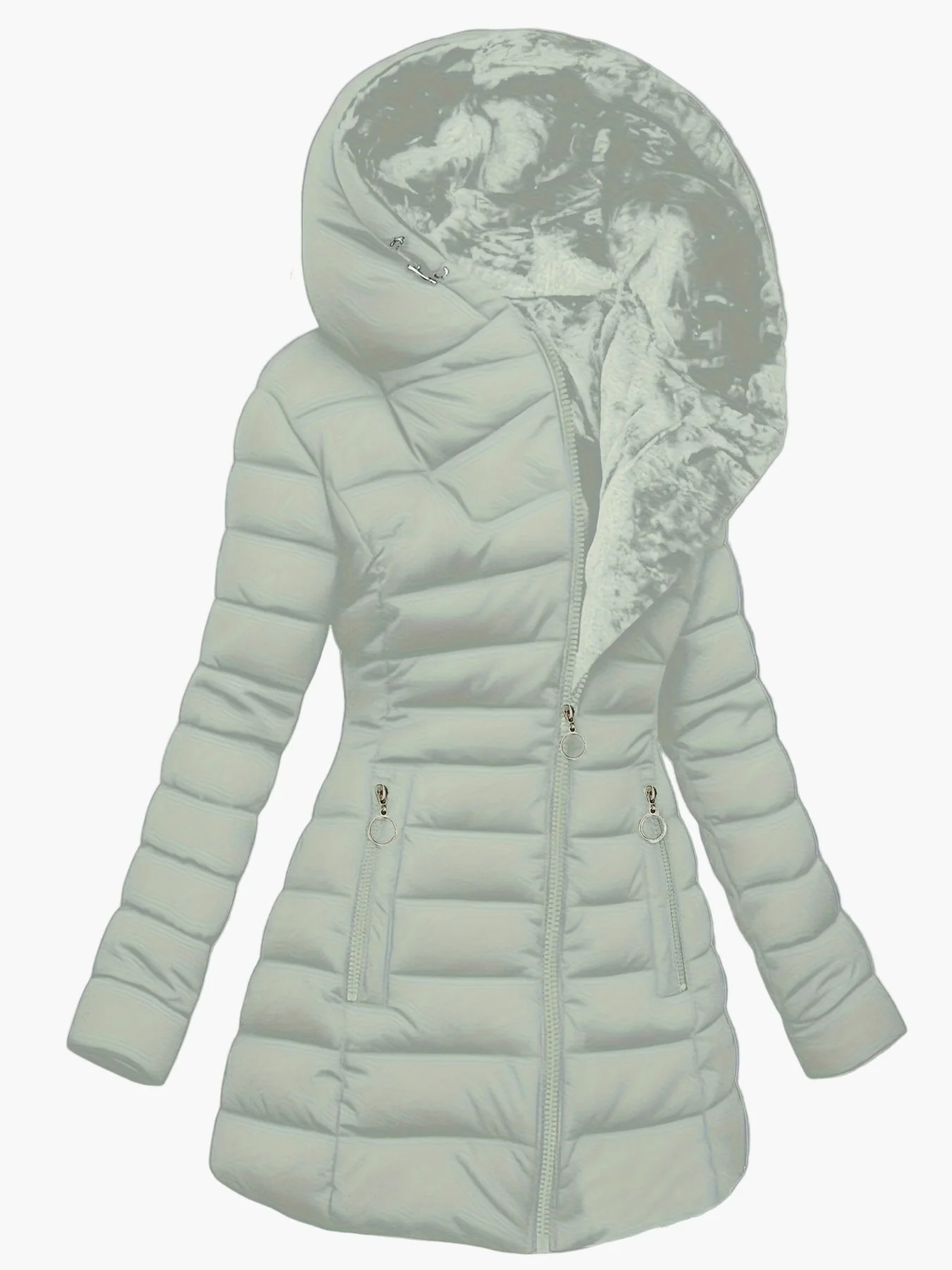 Manteau d'hiver élégant pour femme à capuche large – Style matelassé urbain - Image 4