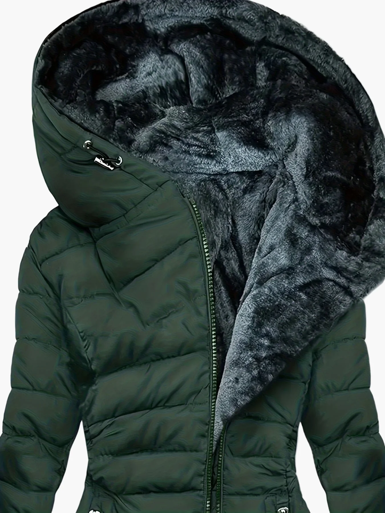 Manteau d'hiver élégant pour femme à capuche large – Style matelassé urbain - Image 9