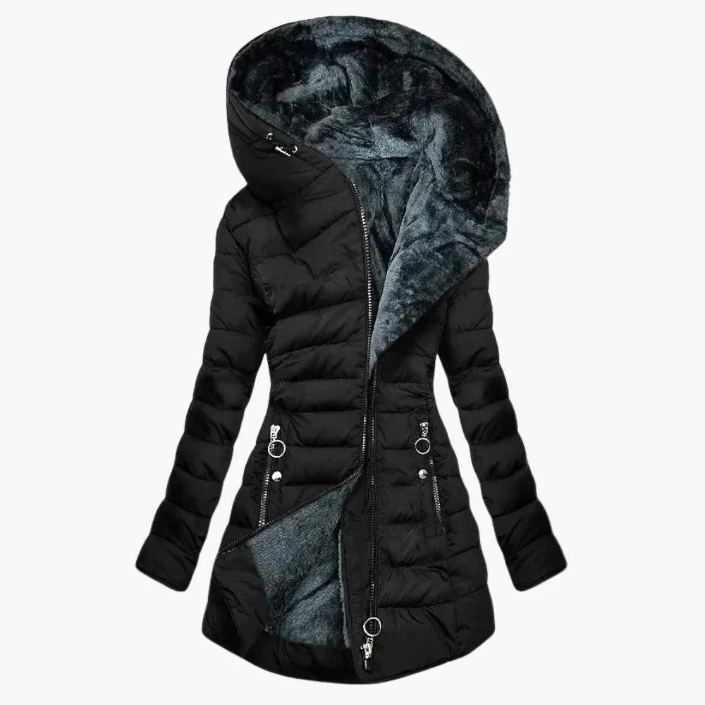 Manteau d'Hiver Élégant Femme Style Long avec Capuche Doublée Chaude - Image 3