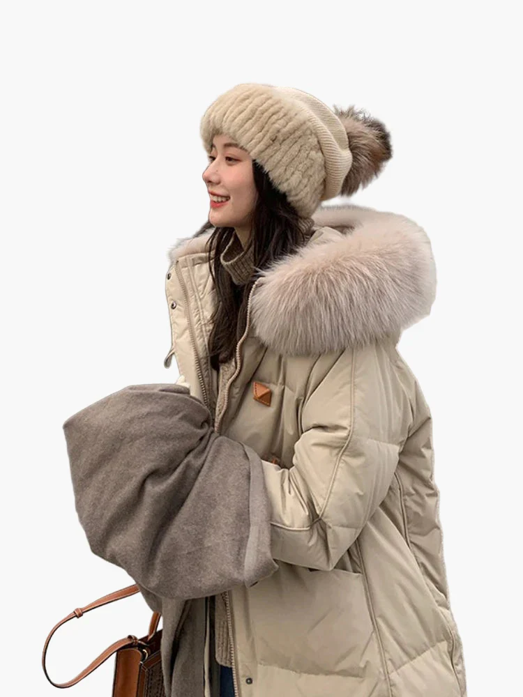 Manteau d'hiver épais à capuche avec fausse fourrure pour femme – Style décontracté et chaud - Image 5