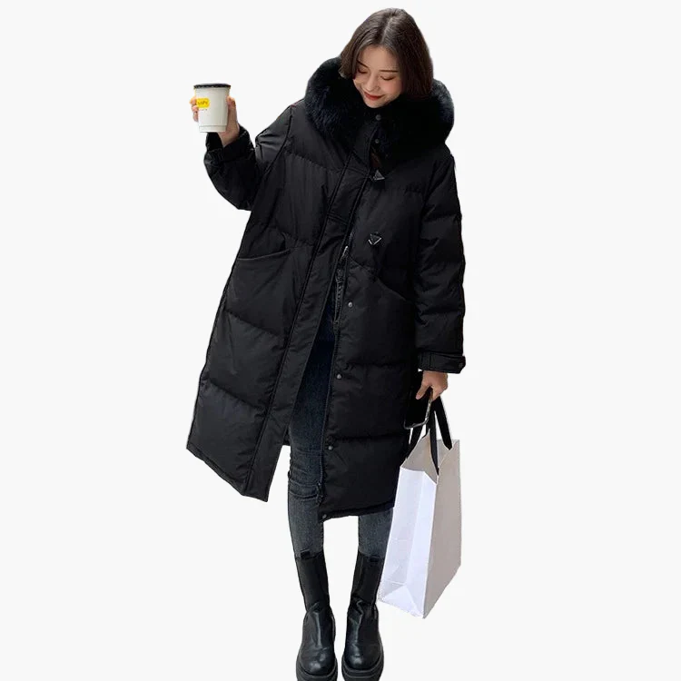 Manteau d'hiver épais à capuche avec fausse fourrure pour femme – Style décontracté et chaud - Image 6