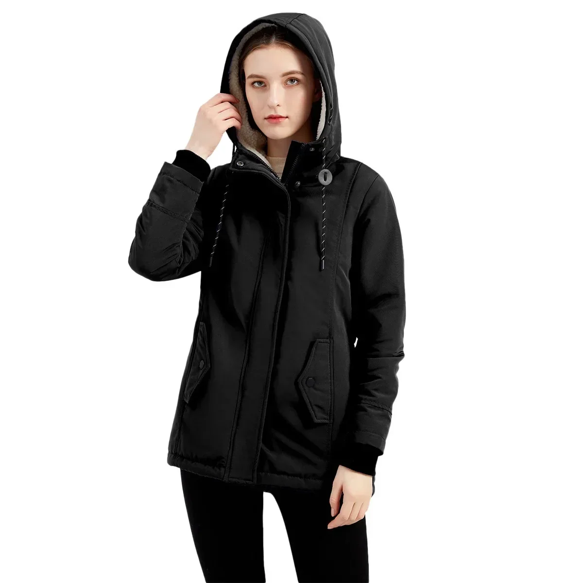 Manteau d'Hiver Femme à Capuche Style Décontracté Chaud pour Extérieur - Image 2