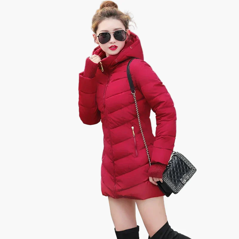 Manteau d'hiver femme élégant à capuche avec col en fausse fourrure – Style urbain chaud et chic - Image 5