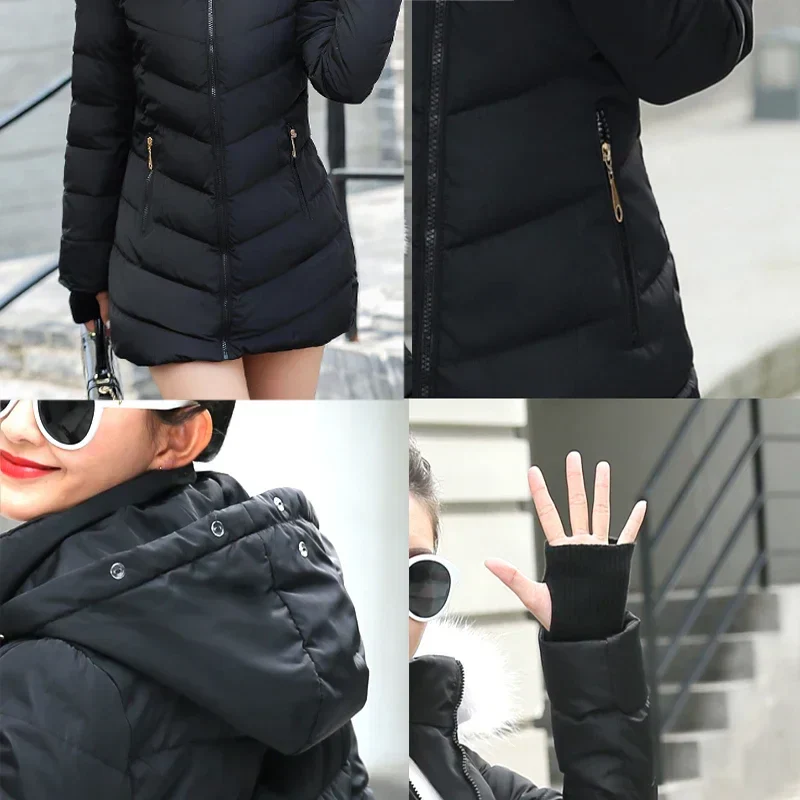 Manteau d'hiver femme élégant à capuche avec col en fausse fourrure – Style urbain chaud et chic - Image 8