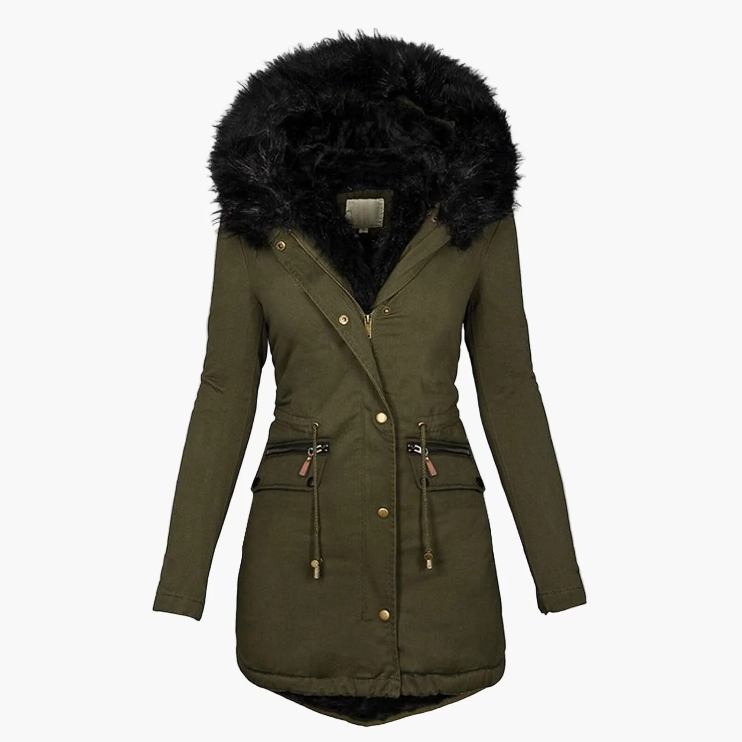 Manteau d’Hiver Femme Élégant à Capuche avec Fourrure – Style Européen Mi-Long pour Temps Froid - Image 6