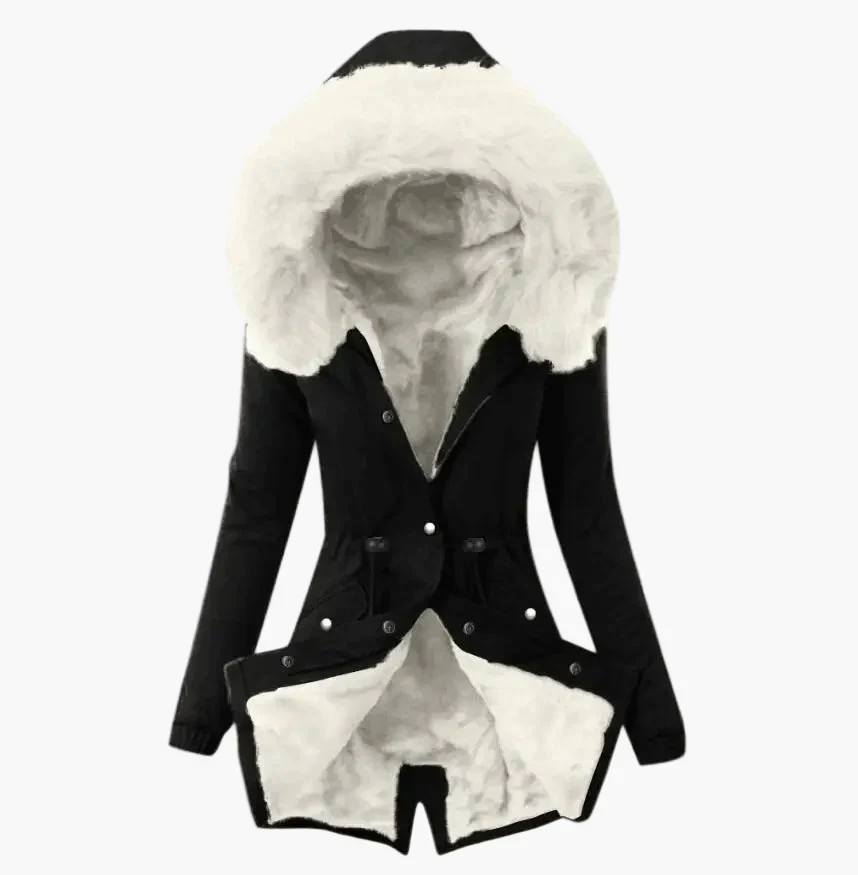 Manteau d'hiver femme élégant à capuche large fourrée style urbain chaud - Image 3
