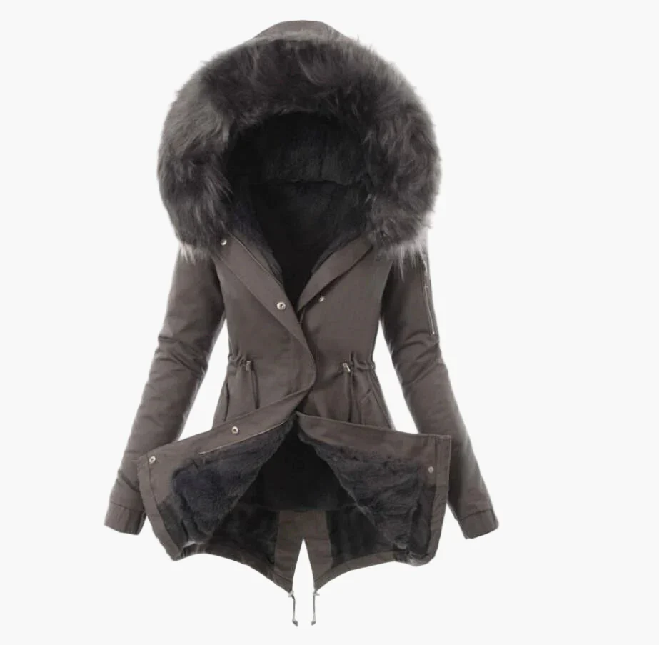 Manteau d'hiver femme élégant à capuche large fourrée style urbain chaud - Image 5