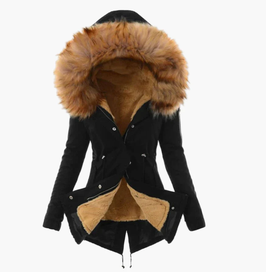 Manteau d'hiver femme élégant à capuche large fourrée style urbain chaud - Image 6