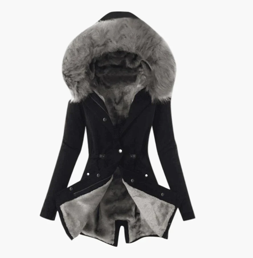 Manteau d'hiver femme élégant à capuche large fourrée style urbain chaud - Image 7