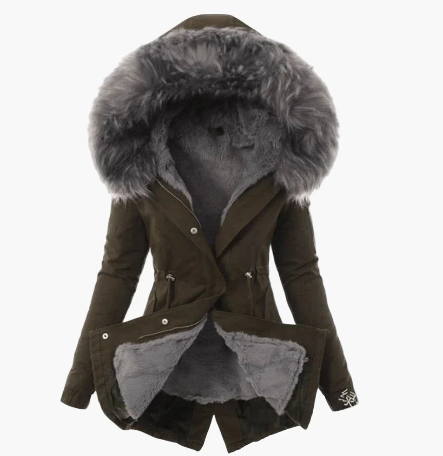 Manteau d'hiver femme élégant à capuche large fourrée style urbain chaud - Image 8