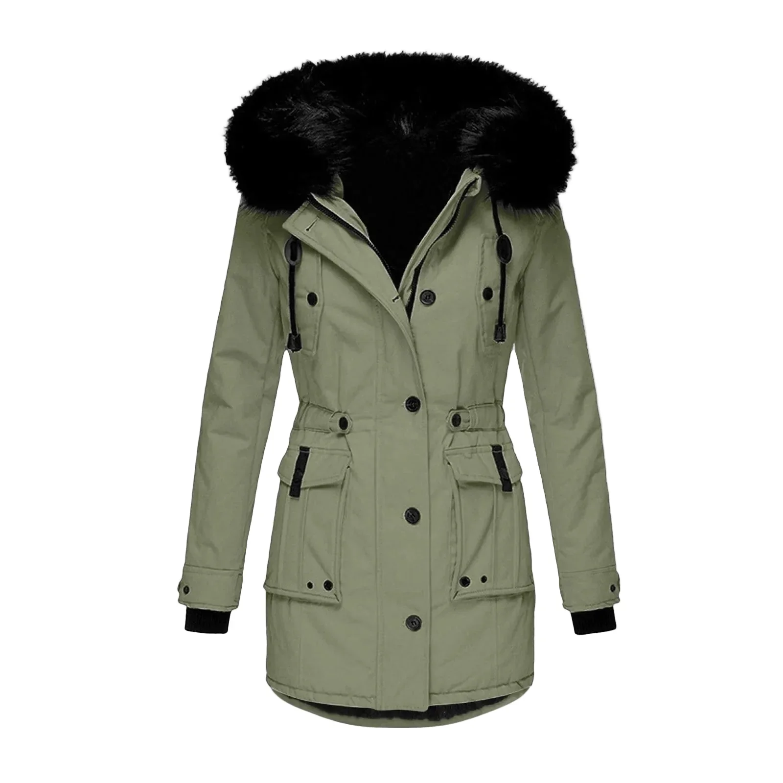 Manteau d'hiver femme grande taille avec capuche fourrure style vintage urbain - Image 11