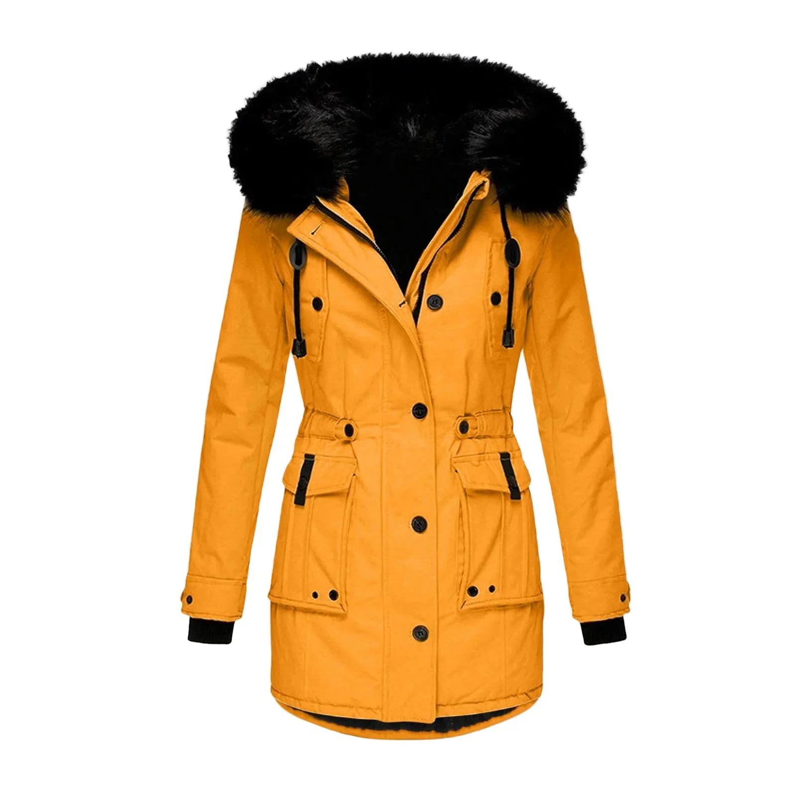 Manteau d'hiver femme grande taille avec capuche fourrure style vintage urbain - Image 12