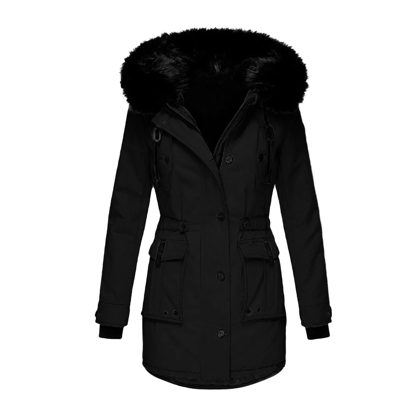 Manteau d'hiver femme grande taille avec capuche fourrure style vintage urbain - Image 13
