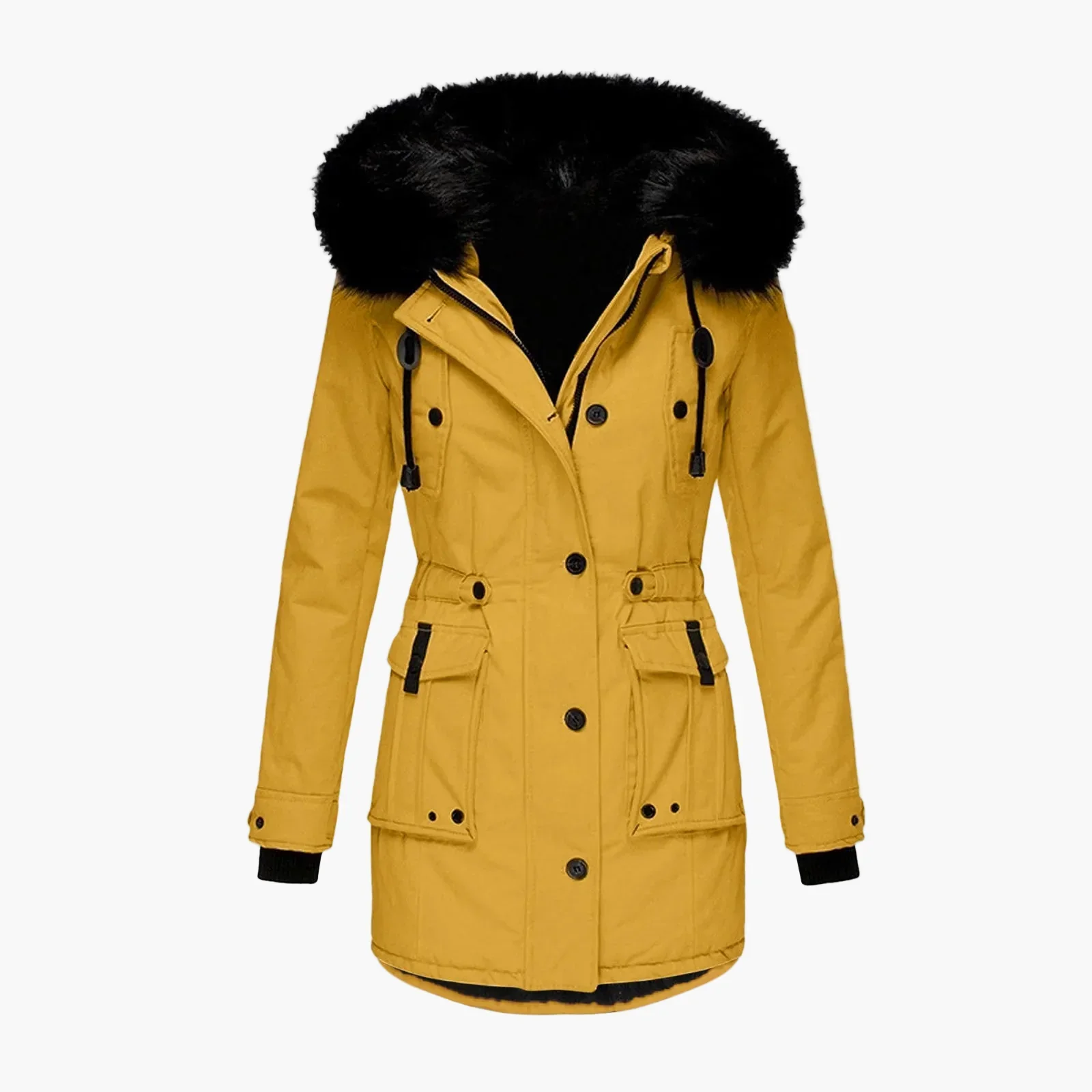 Manteau d'hiver femme grande taille avec capuche fourrure style vintage urbain - Image 2