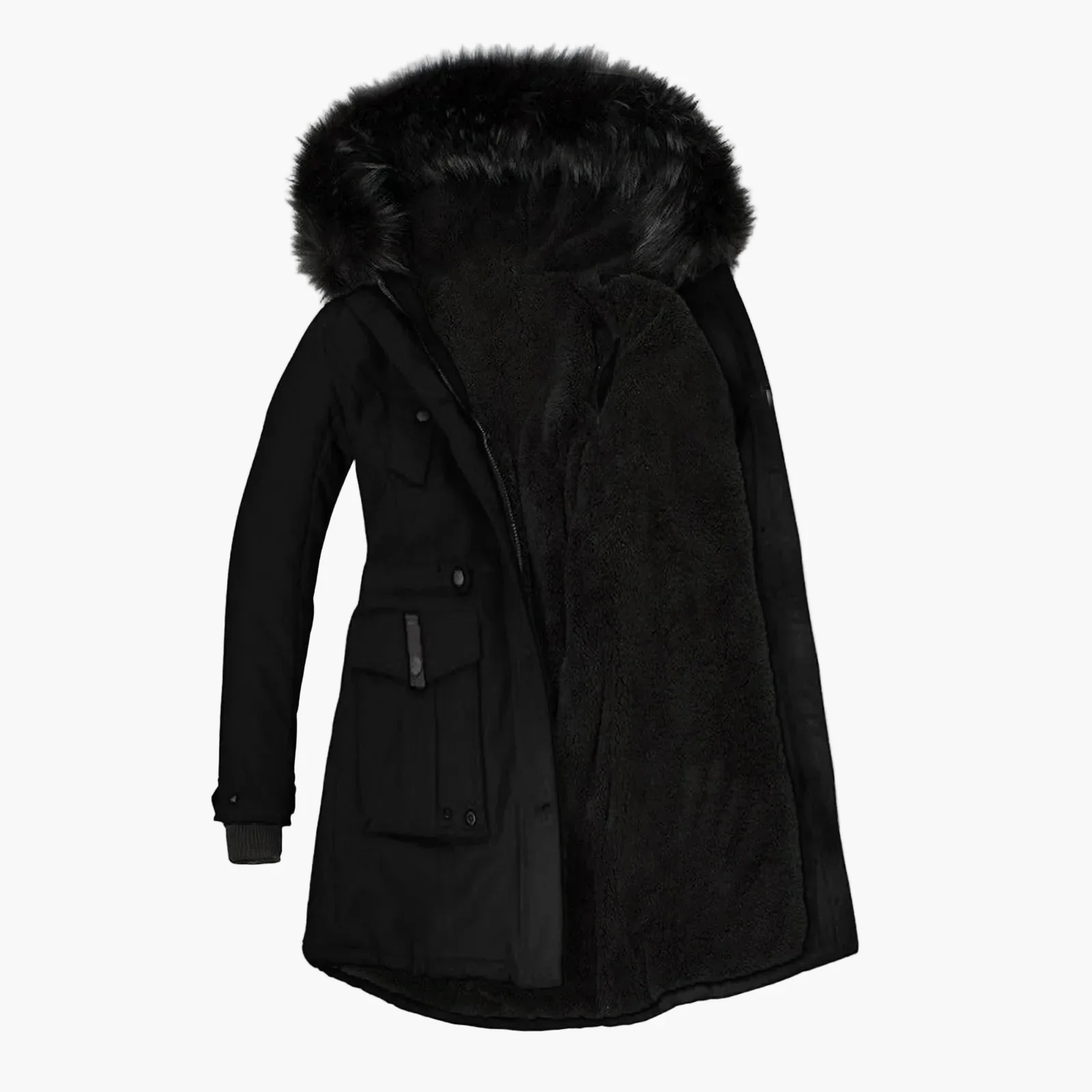 Manteau d'hiver femme grande taille avec capuche fourrure style vintage urbain - Image 3