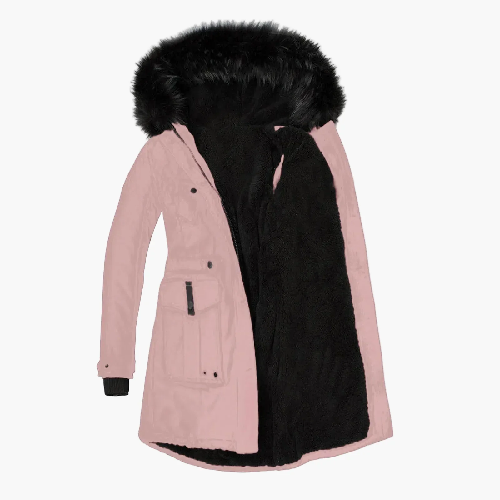 Manteau d'hiver femme grande taille avec capuche fourrure style vintage urbain - Image 4