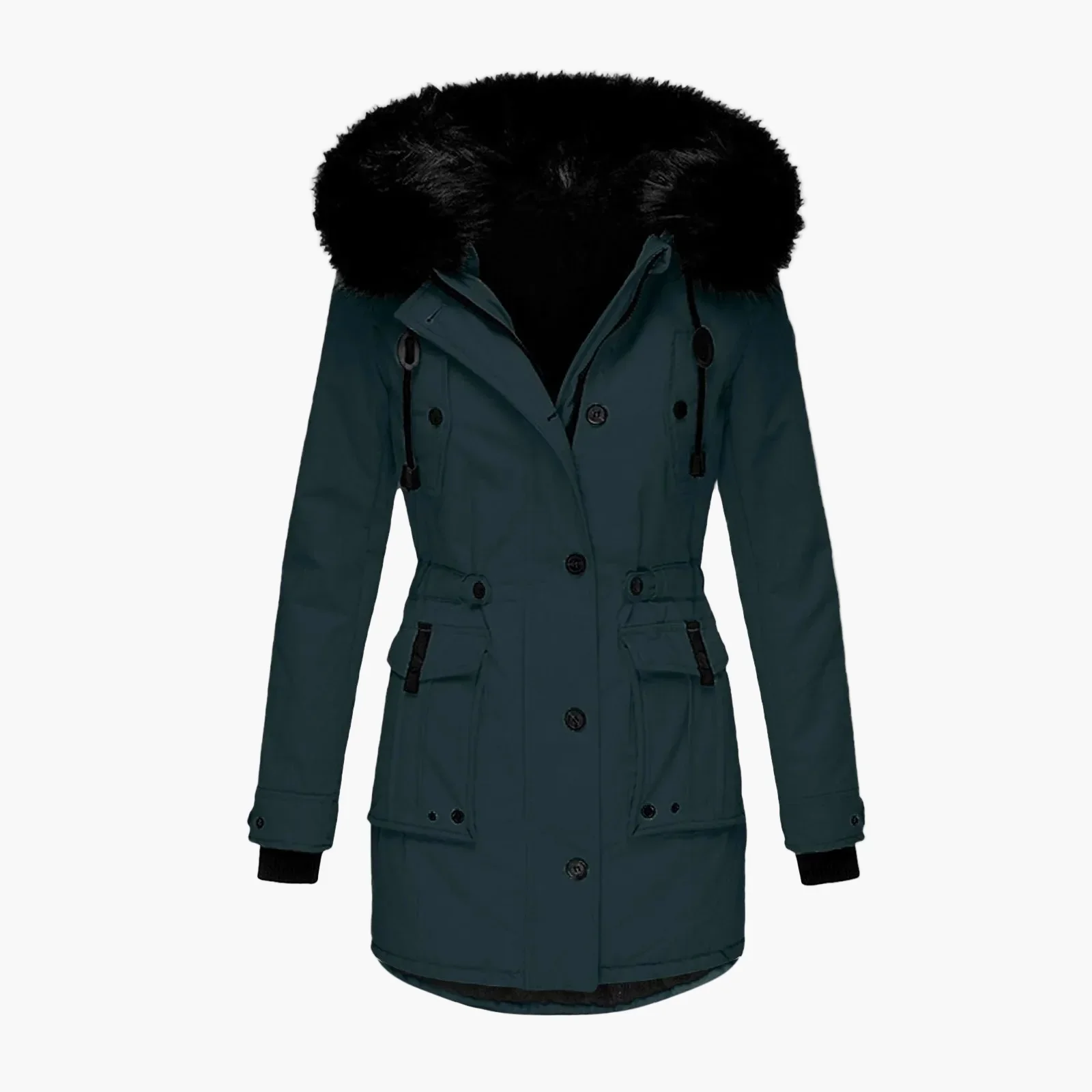 Manteau d'hiver femme grande taille avec capuche fourrure style vintage urbain - Image 5