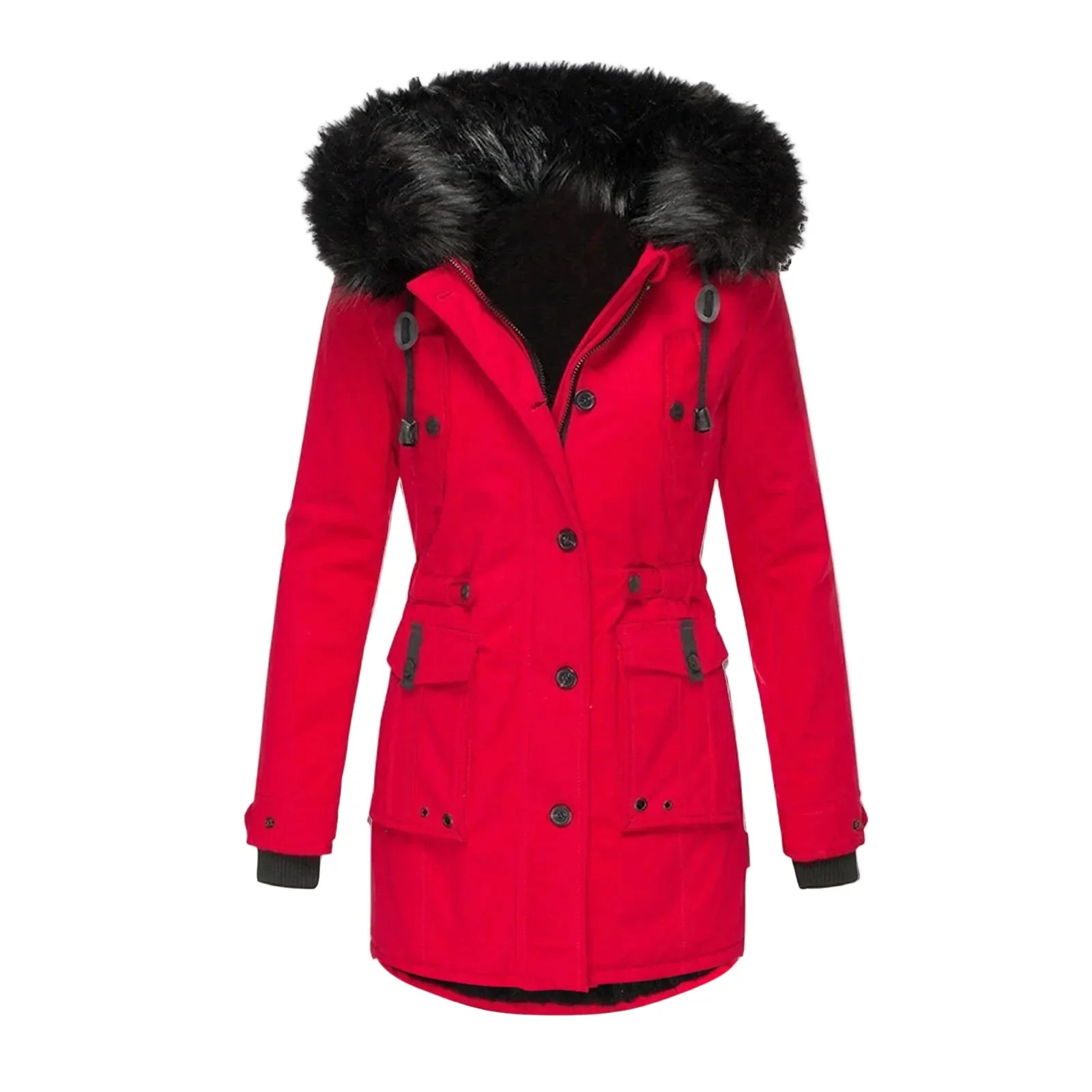 Manteau d'hiver femme grande taille avec capuche fourrure style vintage urbain - Image 8