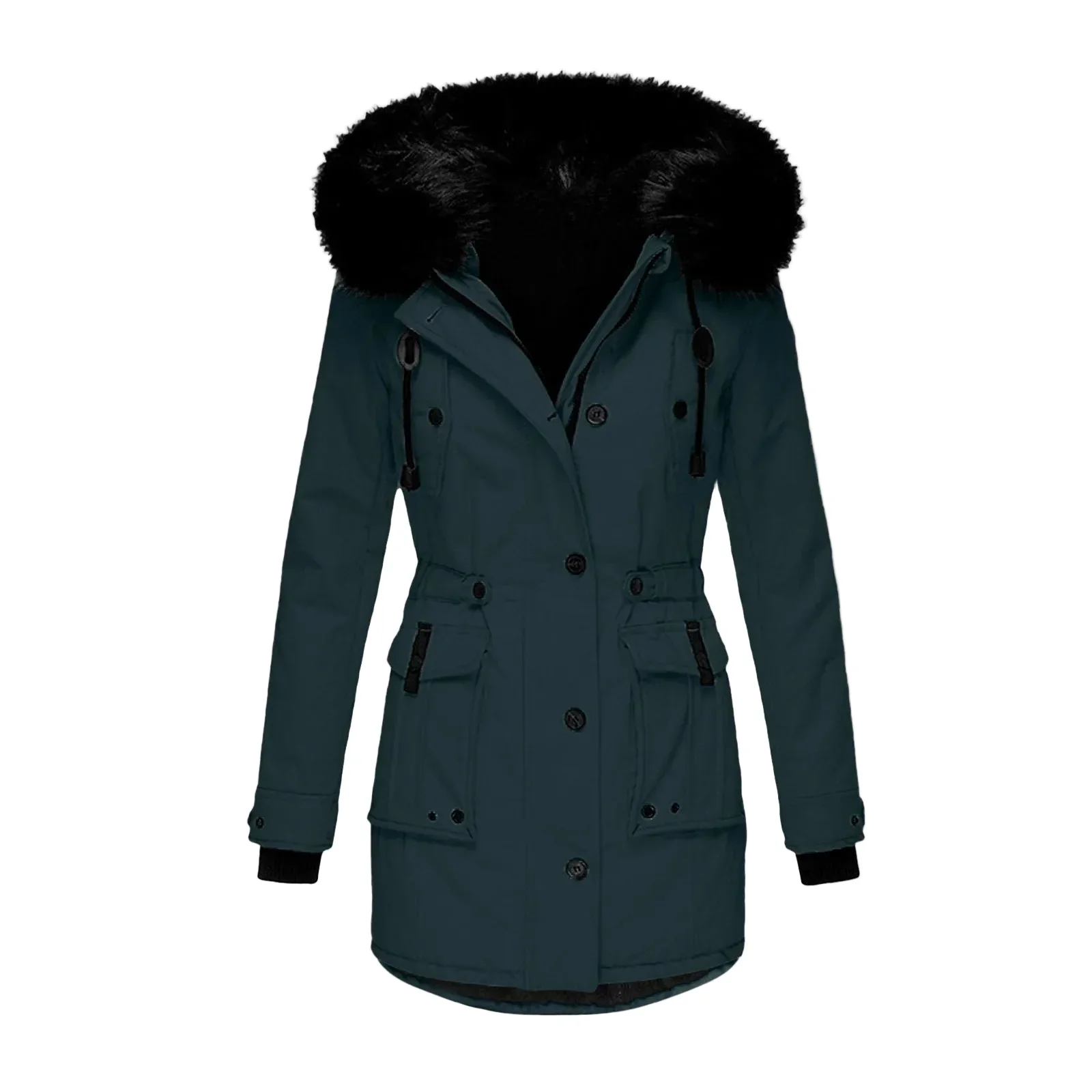 Manteau d'hiver femme grande taille avec capuche fourrure style vintage urbain - Image 9