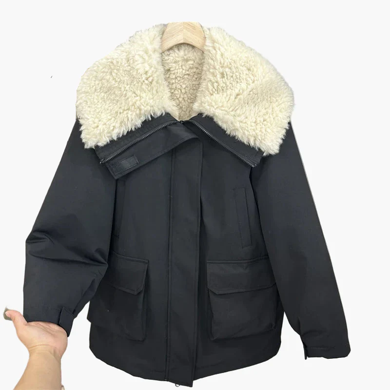 Manteau d'hiver femme style décontracté avec col doublé et poches larges - Image 6