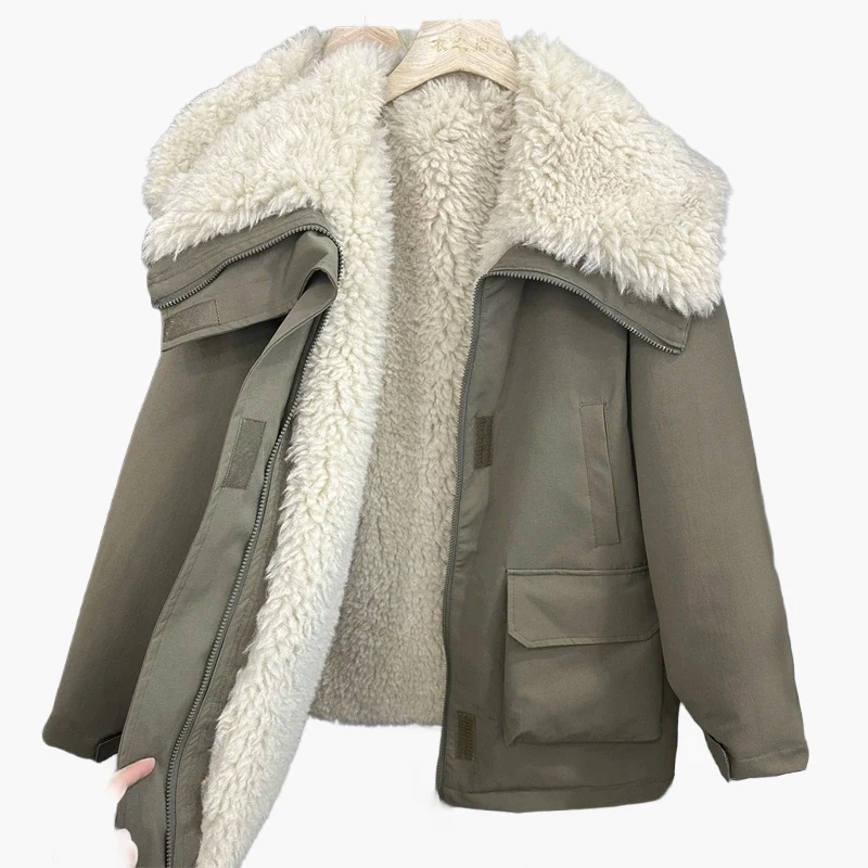 Manteau d'hiver femme style décontracté avec col doublé et poches larges - Image 7