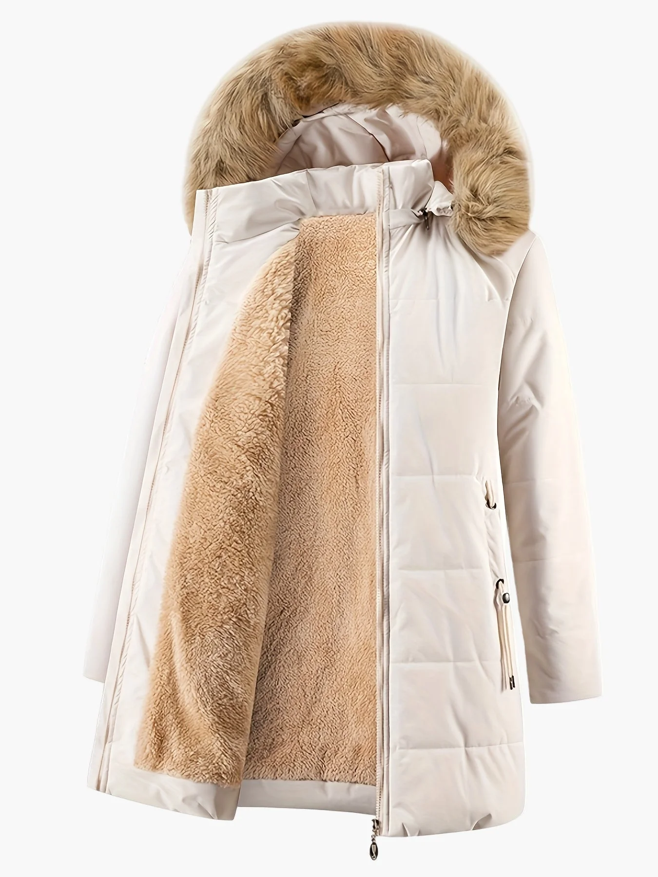 Manteau d'hiver femme style parka avec capuche en fausse fourrure – Élégance chic pour temps froid - Image 3